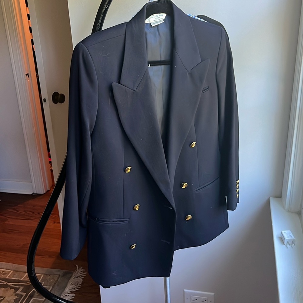 Austin Reed petite blazer navy gold buttons